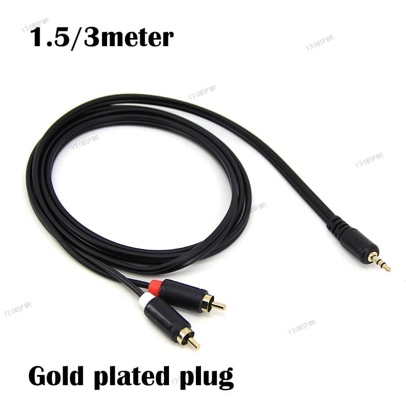 Banhado A Ouro 1.5m/3M 3.5MM 2 Rca Macho Cabo De Áudio 3.5MM jack Para Fio Estéreo Telefone MP3 DVD Amplificador 30BR1