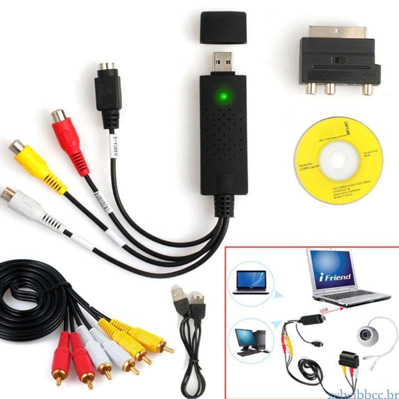 zebeibbcbr USB2 0 VHS Para Conversor Vídeo Placa Captura Gravação AudioAdapter