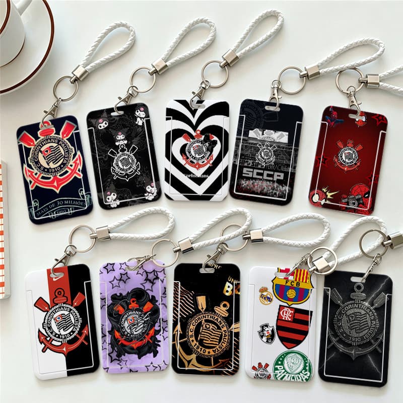 Porta-Crachá Corinthians para Torcedor Card Holder Cartão Estudante Trabalho com Cordão Chaveiro Futebol Clube.