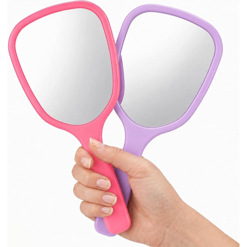 2 Espelhos de Mão Pequenos com Alça para Homens, 7" x 3", Espelhos de Mão Leves para Presente, Espelho de Maquiagem Port