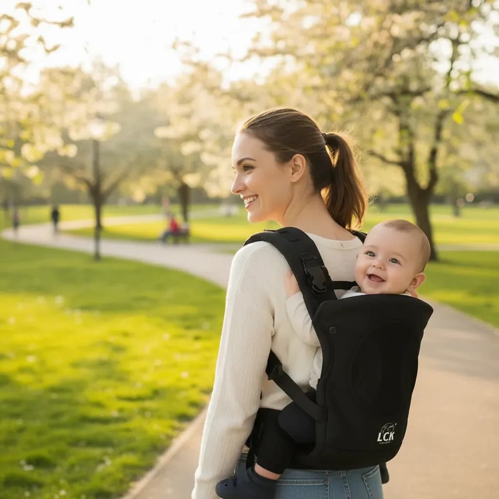 Canguru Bebê Ergonômico 4 em 1 LCK Baby Carrier Supreme Comfort Até 12kg Cor Preto
