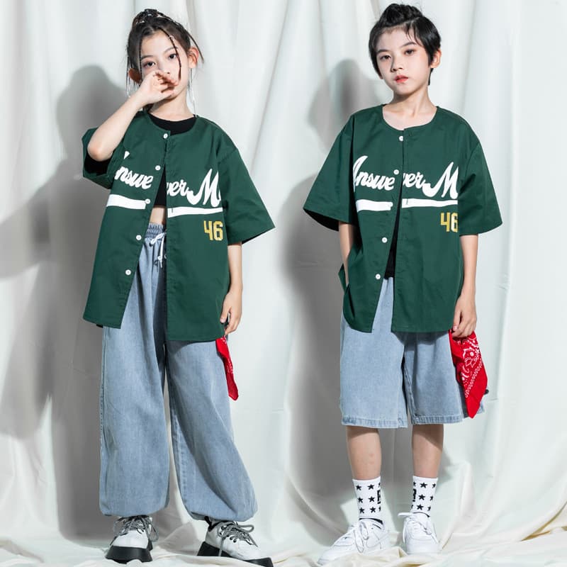 Crianças hip-hop roupas da moda meninos uniformes de beisebol hiphop crianças roupas meninas Jazz dança crianças hip-hop
