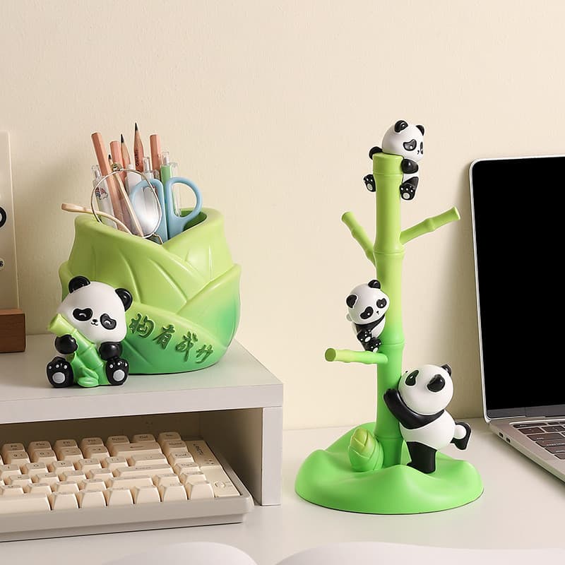 Criativo nacional na moda Panda resina quadro de escalada entrada chave armazenamento ornamentos sala estar decoração De