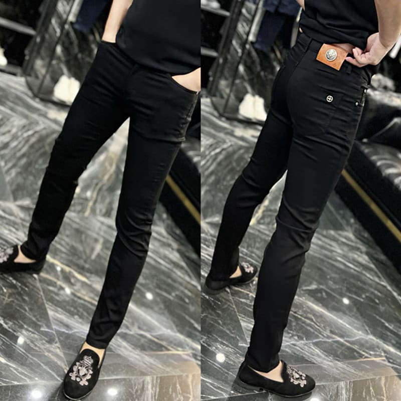 Estação Jeans Preto Masculino Street Wear 2026 High-End Business Casual Slim-fit Calças Skinny