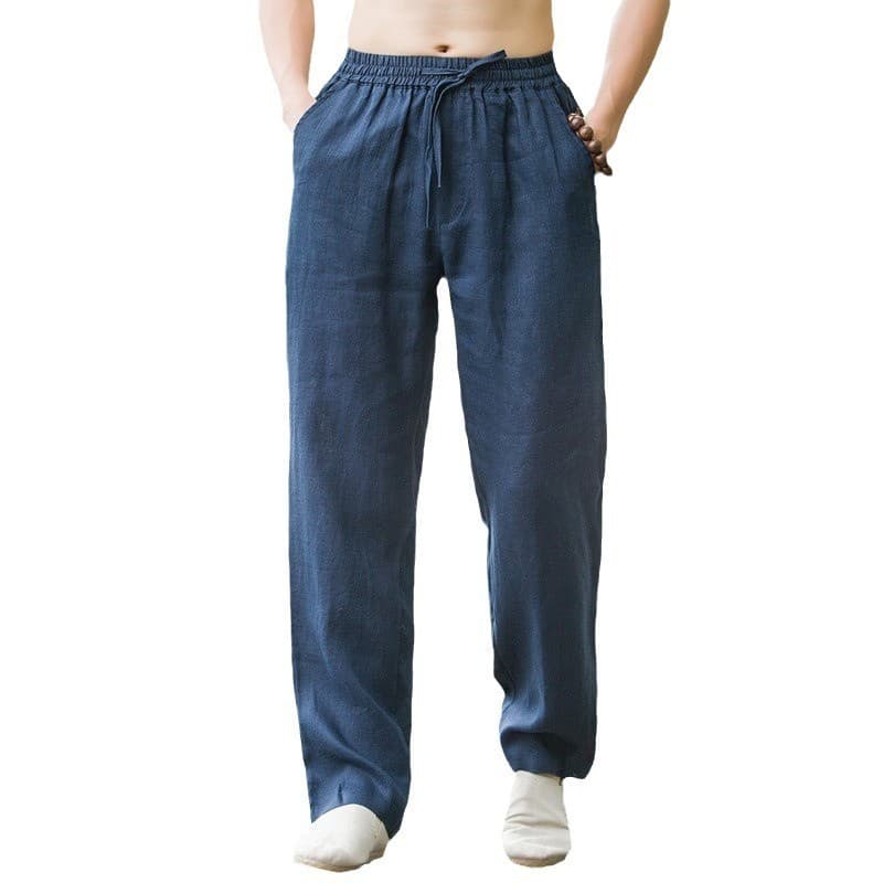 Calças de linho de pernas largas, respiráveis   e finas, calças frescas de verão para homem, calças de linho, calças cas