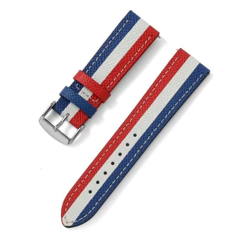 [Alça] Novo estilo de pulseira de relógio de couro genuíno arco-íris combinando com cores duplas adequadas para pulseira