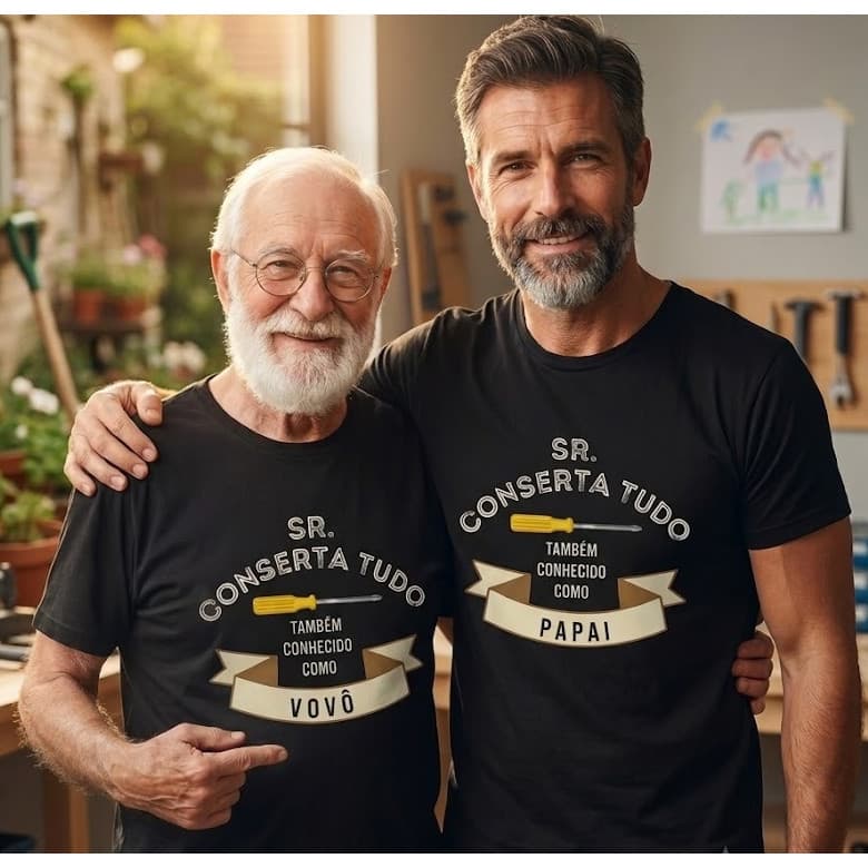 Camiseta Vovô e Papai Dia dos Pais Fofa Engraçada Cómica Trabalhador 100% Algodão Tecido Premium