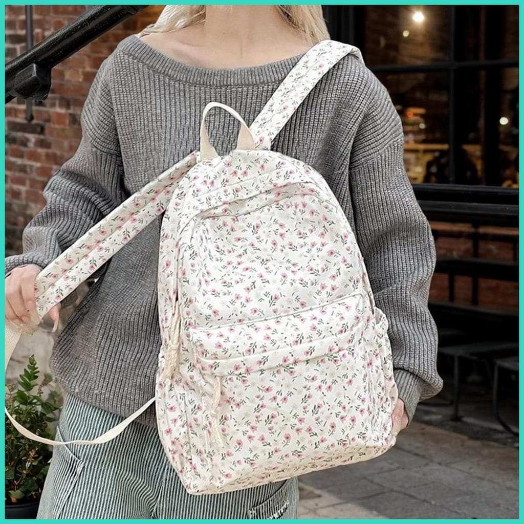 Mochila Floral Para Meninas , Leve , Fashion , Bolsa Livros , Laptop , Tablet , Grande , Fofa , Lona , Escola , ningchbr