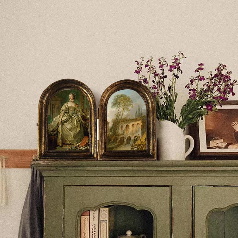 Europeu Retro americano luz de luxo quarto pintura decorativa francês duplo arco quadro pode pendurar sofá fundo parede