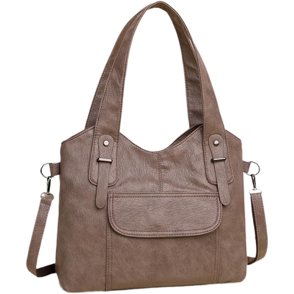 Bolsa de Ombro em Couro PU, Moda, Bolsa Macia para Mulheres para Viagens, Trabalho, Uso Diário, Caqui 9KF2