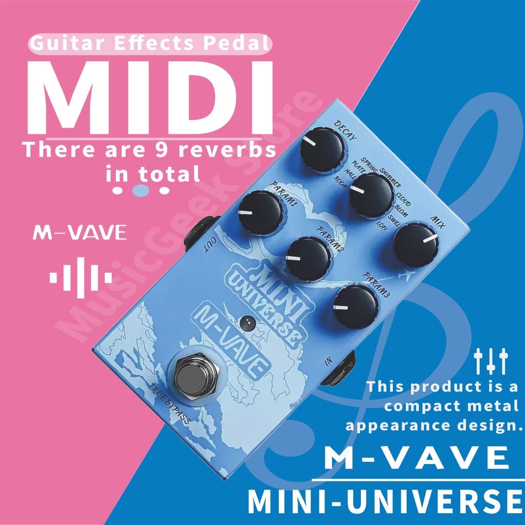 M-VAVE Mini Universe Digital Reverb Pedal 9 Efeitos De Room/Shimmer/Lofi/Spring Reveb Effect Pedais De Guitarra