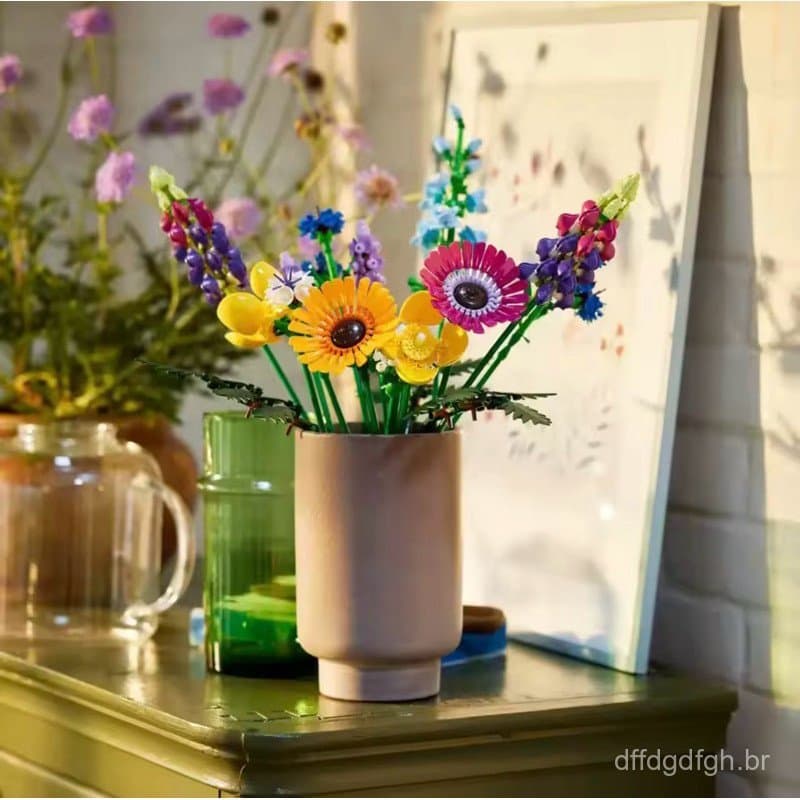 Flores para Montar, Várias Flores Rosas, Blocos de Montar, Presente Perfeito para o Dia dos Namorados