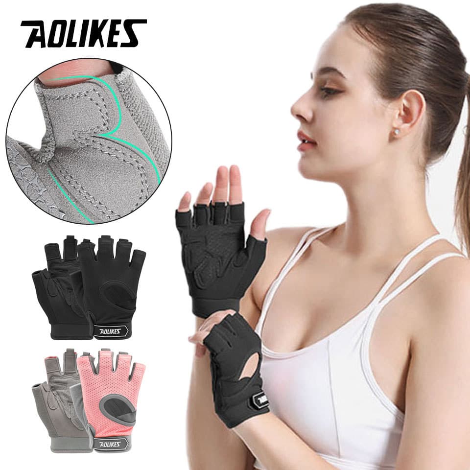 AOLIKES 1 Par De Luvas De Treino Respiráveis , Exercício De Ginástica Sem Dedos Para Levantamento De Peso , Mulheres E H