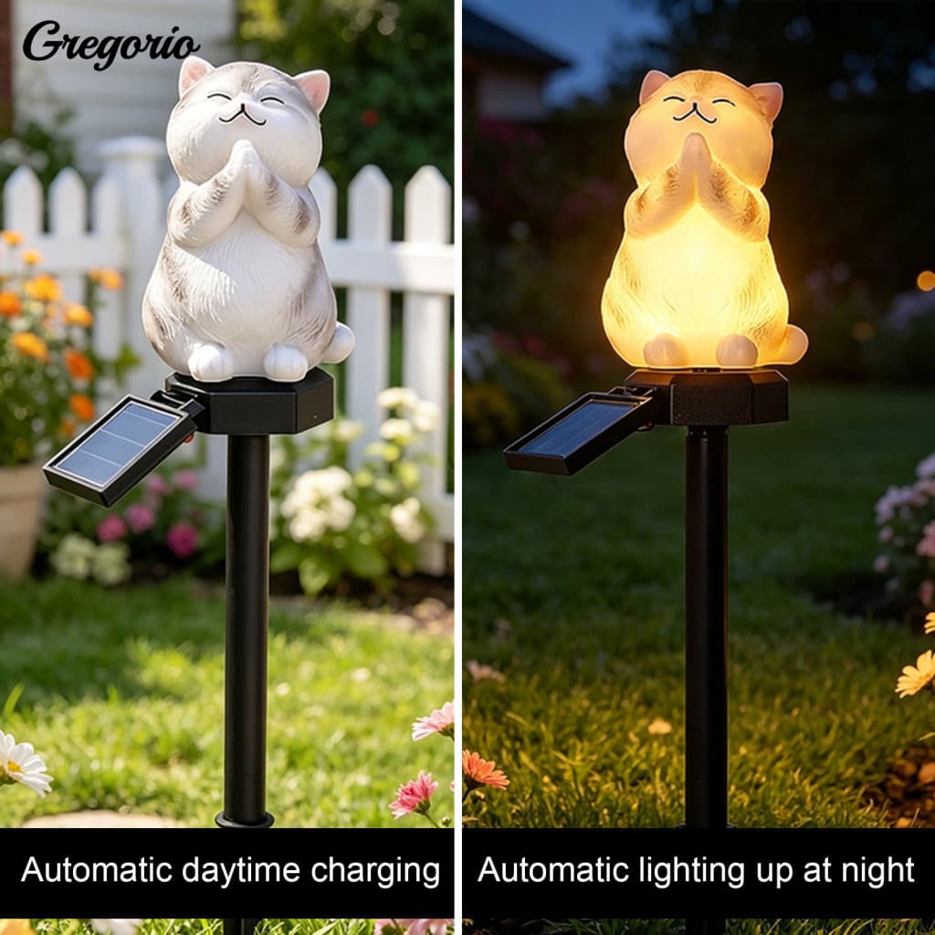 [GR.Z] Iluminação De Pátio Com Economia De Energia , Lâmpadas De Gramado Em Formato De Gato , Luzes Decorativas Para Pas