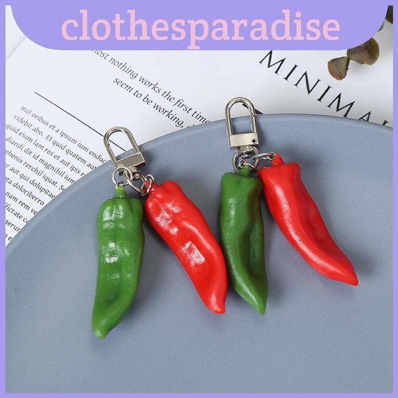 Acessório Vermelho Vibrante E Verde Do Estilo Alimento Chaveiro Da Pimenta