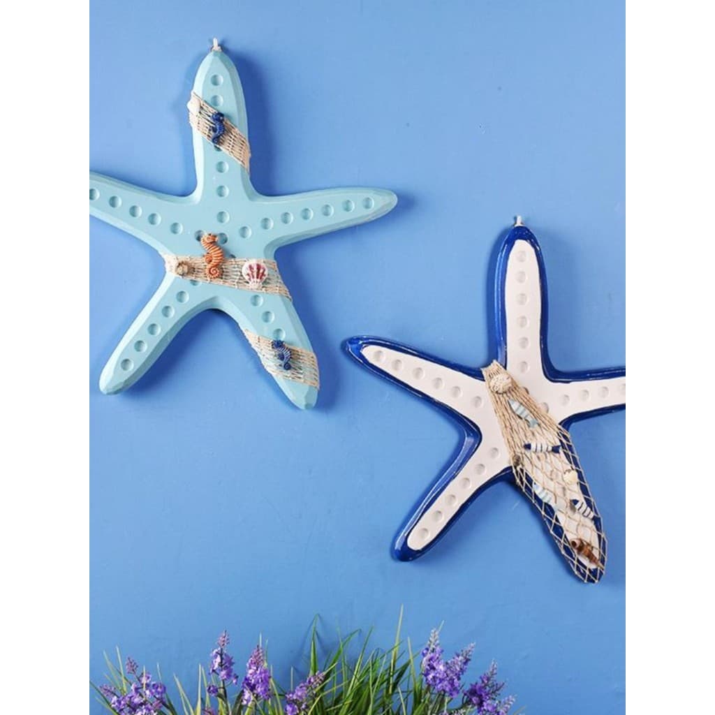 47CM de madeira estrela do mar restaurante fundo decoração da parede pingente cinco dedos estrela do mar Hotel quarto da