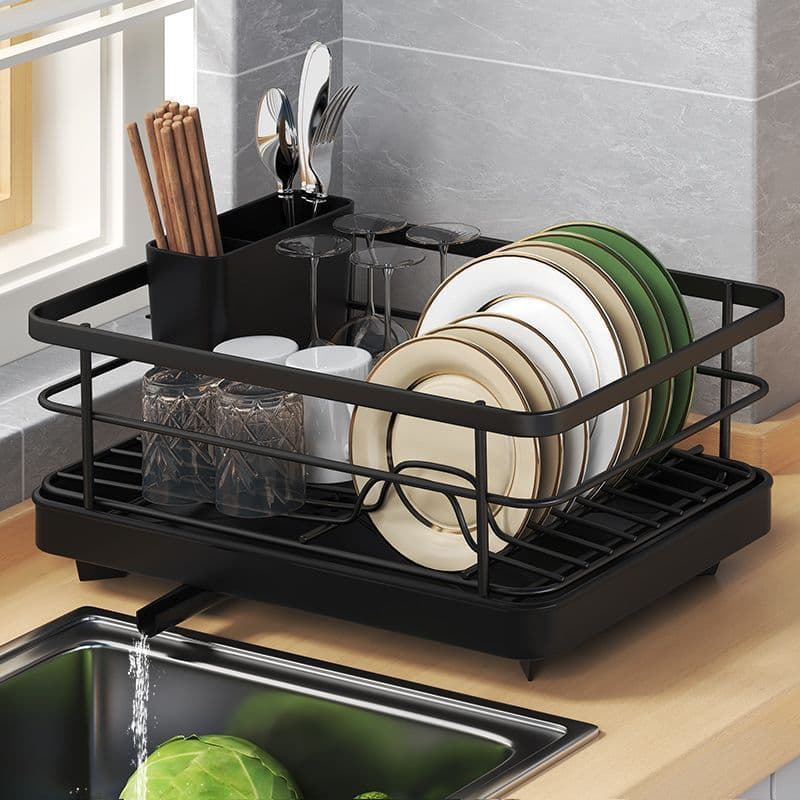 2026 Prateleira de cozinha Rack de armazenamento de pratos de camada única Filtro de água Tigela Cesta Bancada Rack de s