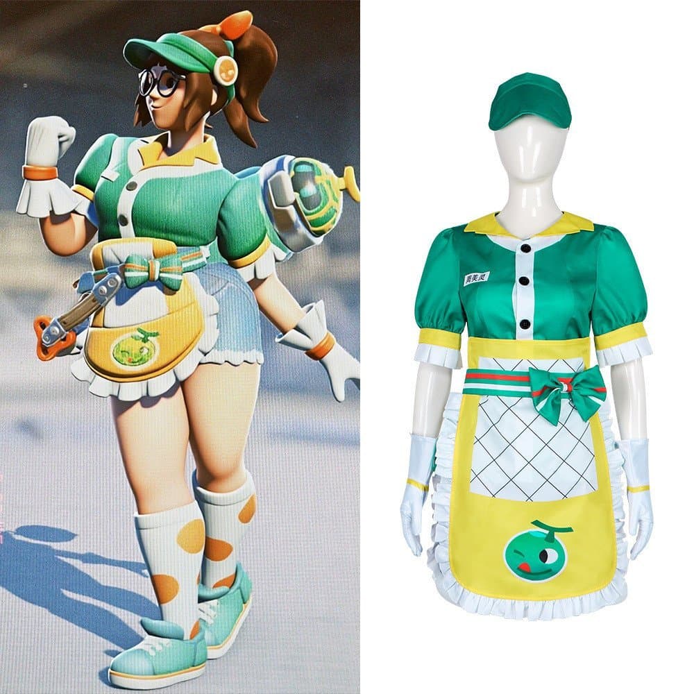 Fantasia de Cosplay da Mei de Overwatch, Conjunto Completo da Skin de Aniversário Mei-Ling Zhou Honeydew, Estilo Idêntic