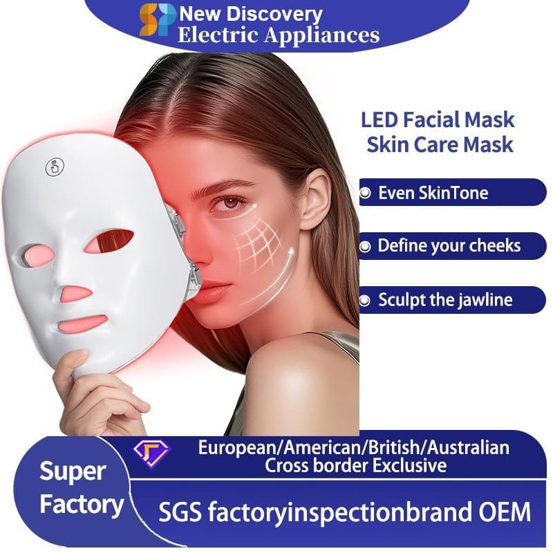 Dispositivo LED de Espectro Colorido para Uso Doméstico, Máscara de Beleza Facial Anti-Envelhecimento, Máscara de Terapi