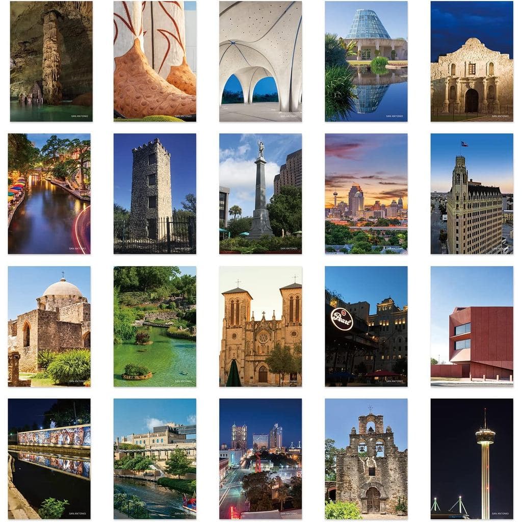 xtvinvm Postais de Viagem da Cidade de San Antonio, Texas, EUA, do Mundo Todo, Pacote de Postais Vintage para Envio, par