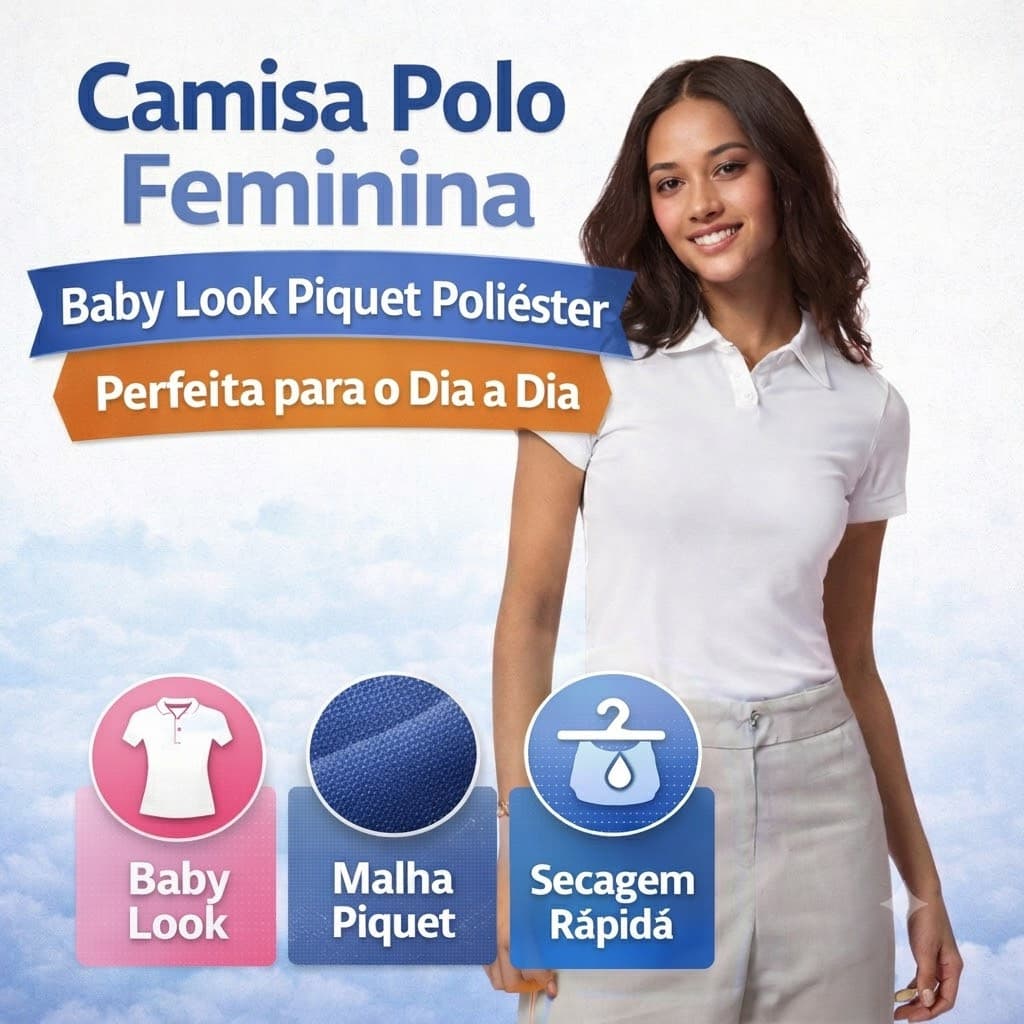 Camisa Polo Feminina Baby Look Piquet