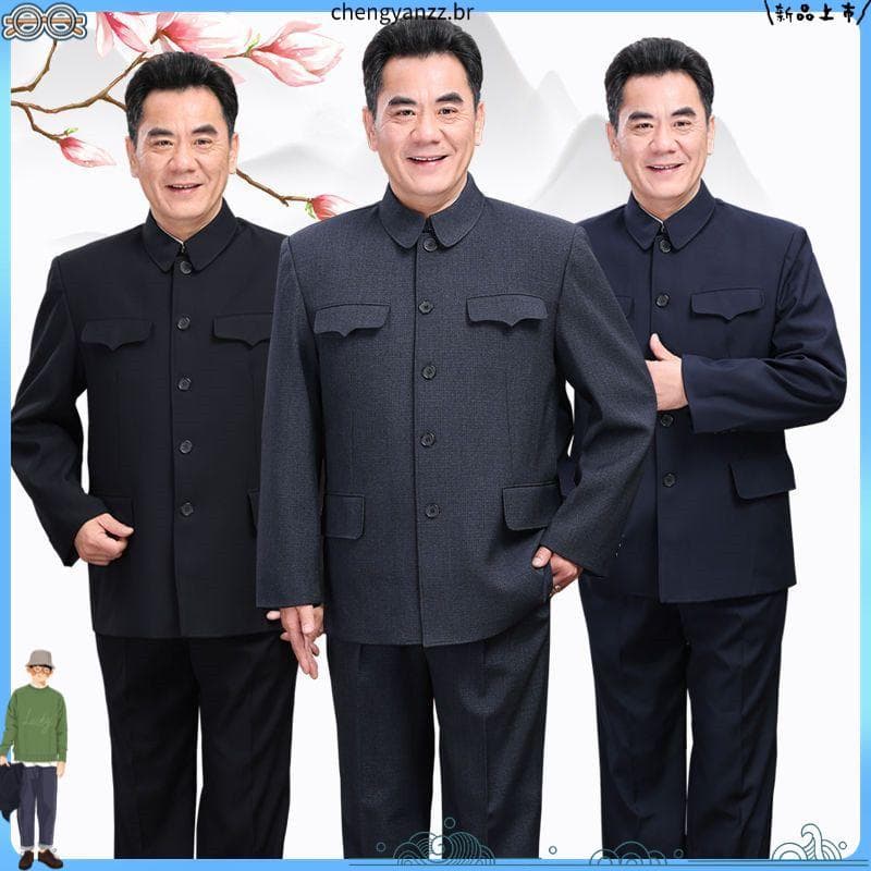 Roupas de montanha chinesa para idosos, homens, primavera, outono, estilo fino, roupas de montanha chinesa, jaquetas par