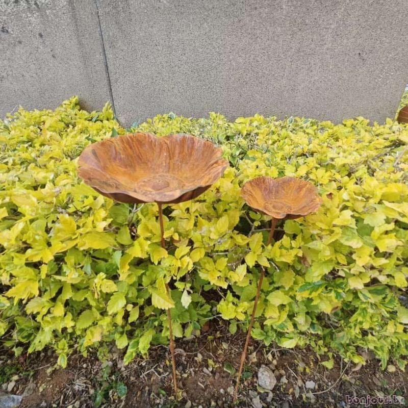 Alimentador Banho Pássaros Metal Base Estável Para Pátios, Gramado E Quintal