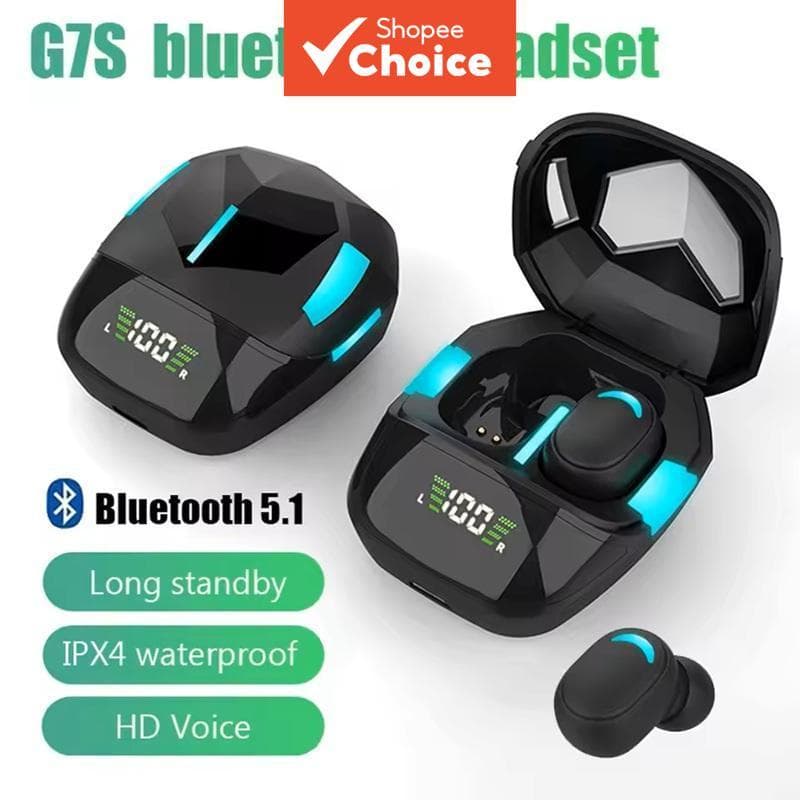 Fones de Ouvido G7S TWS Bluetooth para Jogos, Fones de Ouvido Estéreo Intra-Auriculares, Baixa Latência, Drivers de