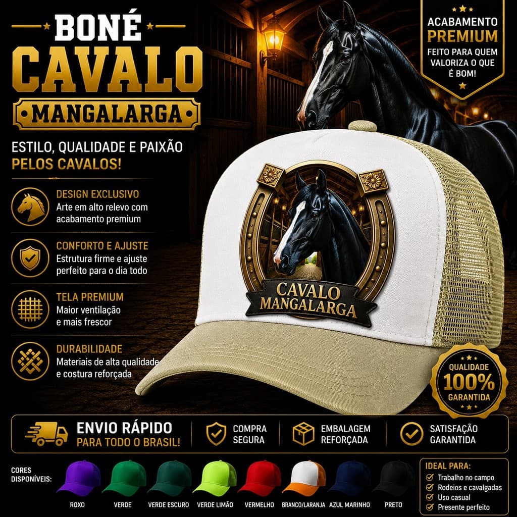 Boné Personalizado Cavalo Mangalarga Aba Curva - Escolha o SEU!
