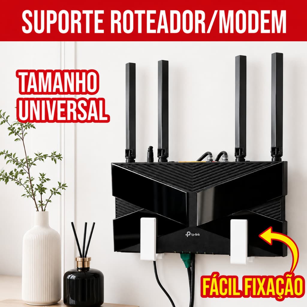 Suporte Universal para Roteador e Modem | Instalação sem Furos | Fita Dupla Face Inclusa