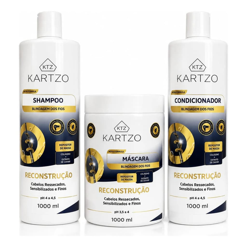 Kit Kartzo Reconstrução Blindagem Dos Fios Profissional 3 L