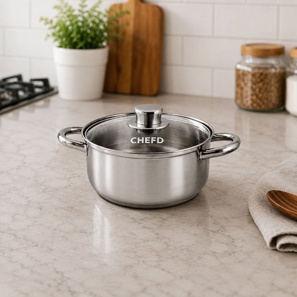 Panela Fundo Triplo Inox 18cm 2 Litros Tampa Vidro Indução Vitrocerâmico Cozinha Casa