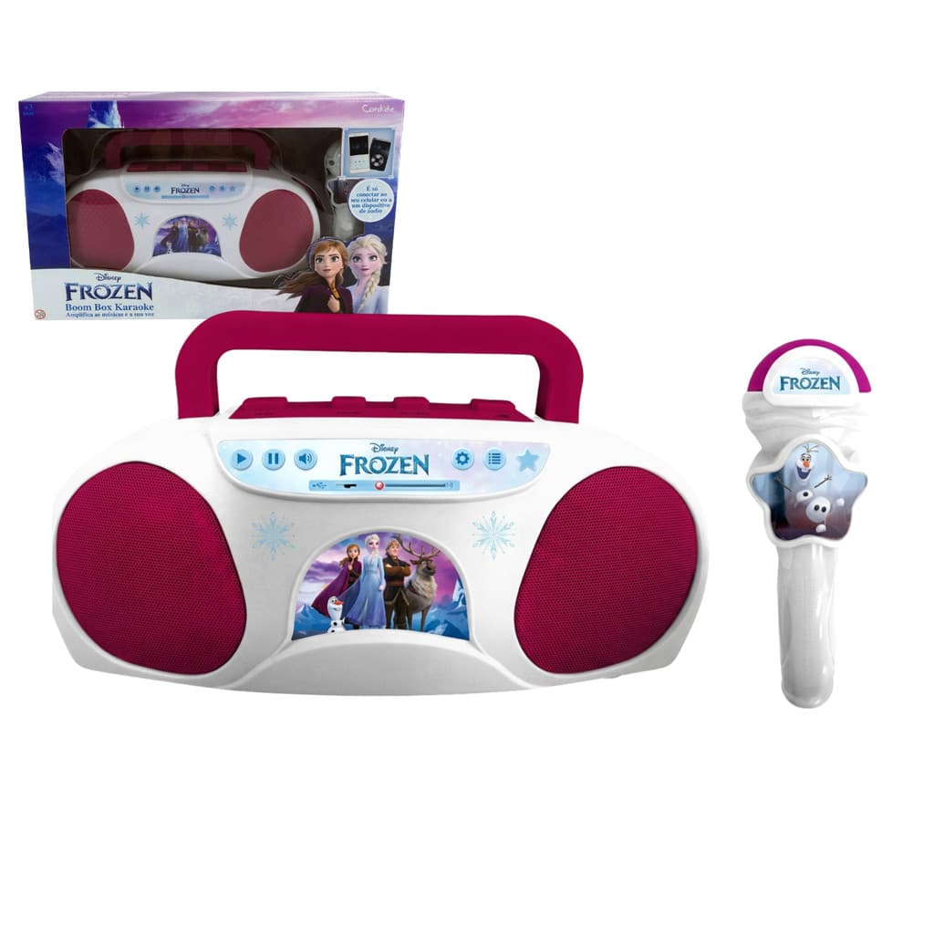Boombox Karaokê Frozen Disney Infantil Caixa Musical Amplificadora Com Microfone 8371