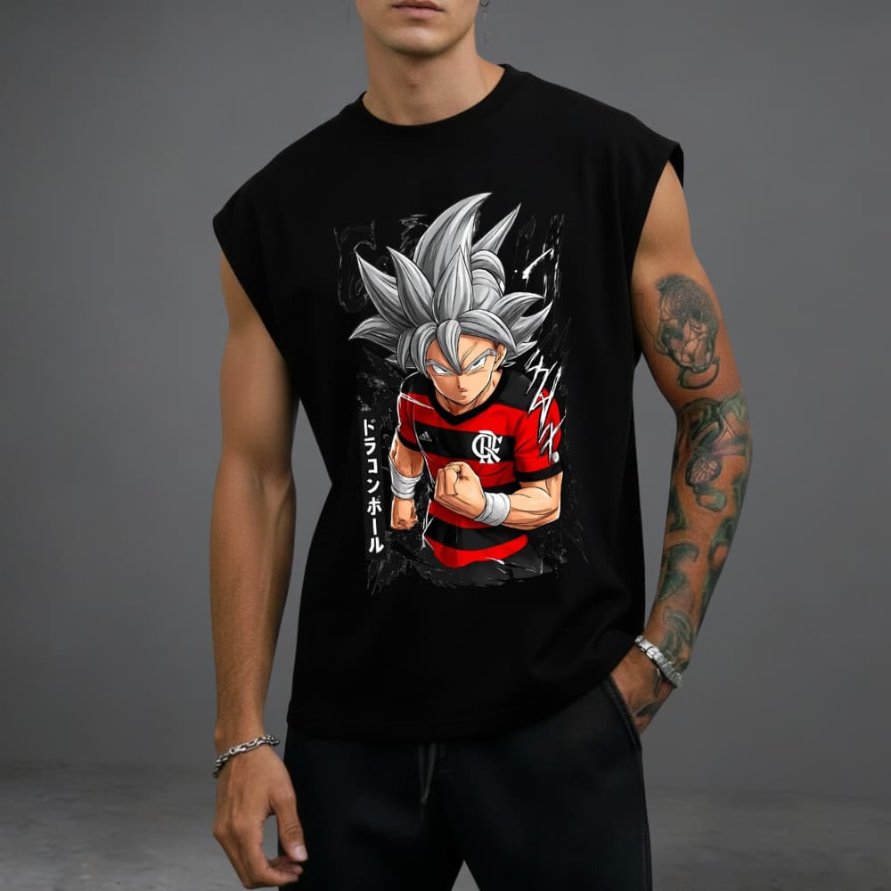 regata machão Personalizada Goku Torcedo varios Time   malha 100% ALGODAÕ  30.01 premium VERÃO ACADEMIA  DIA DIA