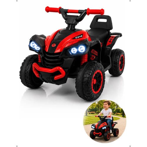 Quadriciclo Elétrico Infantil 6V Bateria Recarregável LED Vermelho Passeio Até 30kg
