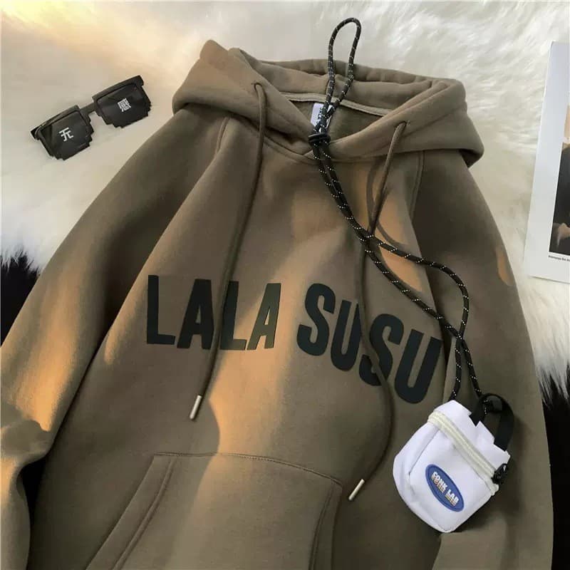 [Estoque pronto] Street Wear Casual Moletom de Lã com Capuz Solto Americano All-Match Retro Juventude Popular Moda Menin