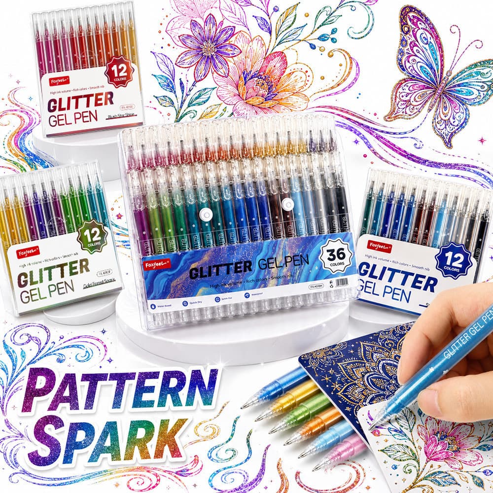 Cor Glitter gel caneta manual empilhamento gel caneta estudante criativo papelaria caneta
