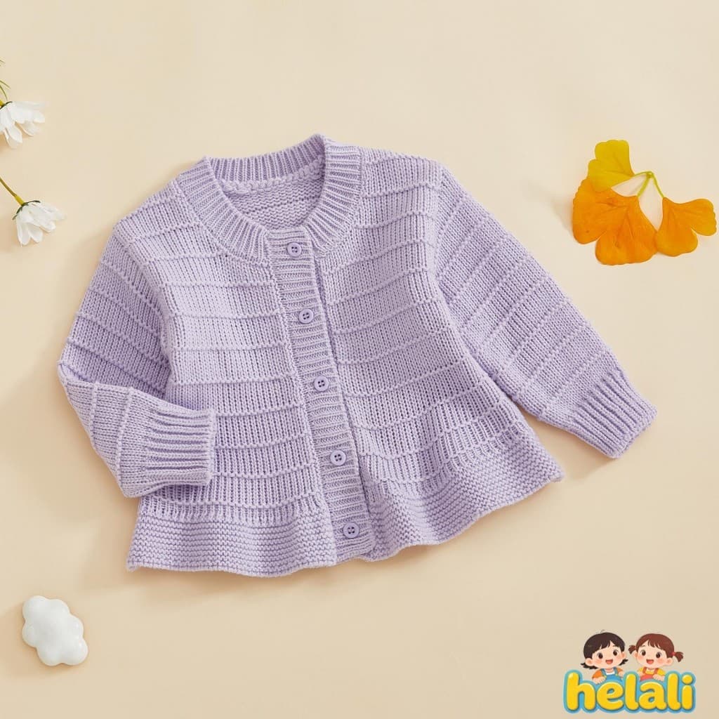 [helali] Cardigã De Malha Para Bebês Meninas , Cor Sólida , Manga Comprida , Gola Redonda , Suéter Com Botões , Roupas C