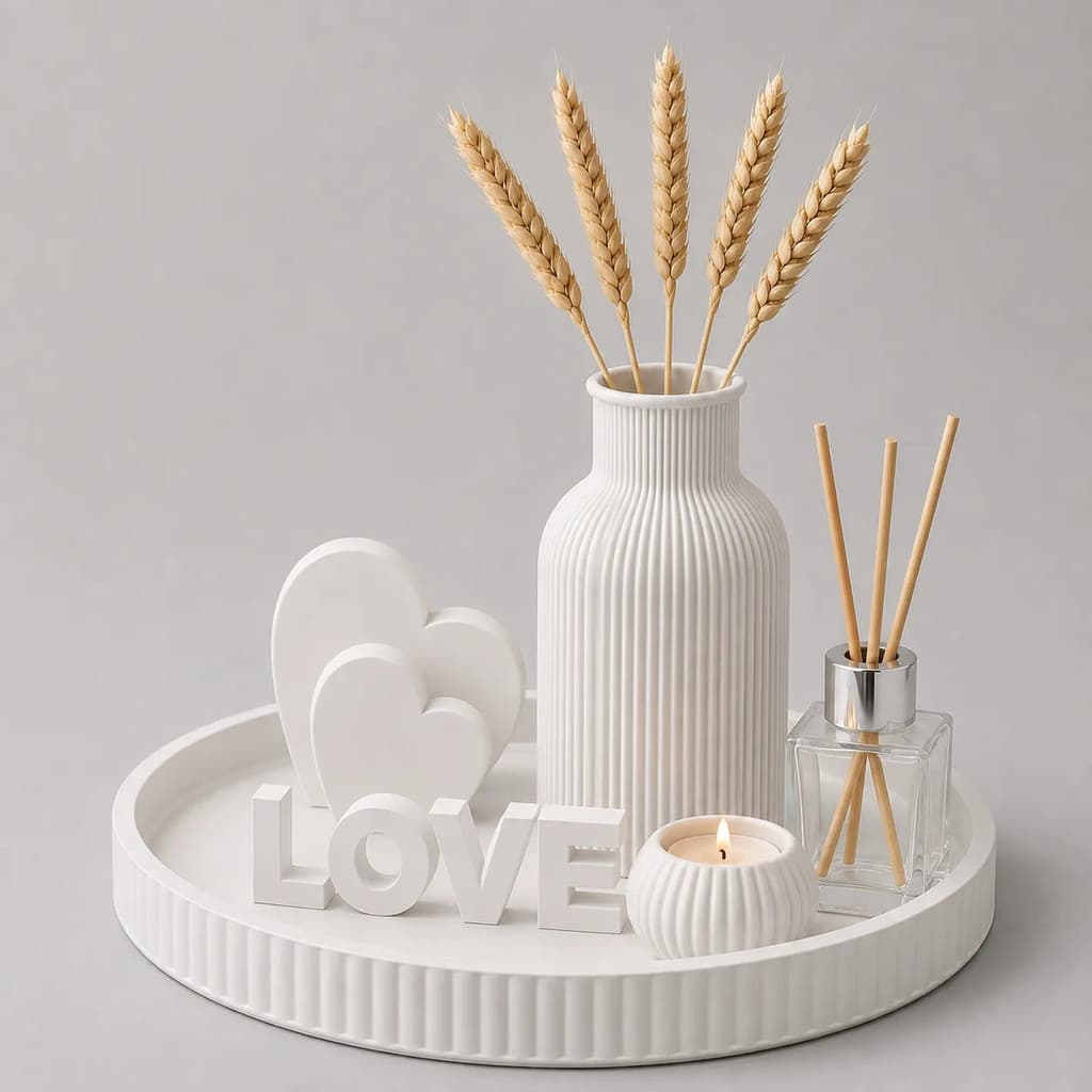 Conjunto Vaso Decoração Japandi Vela Trigo Cheirinho