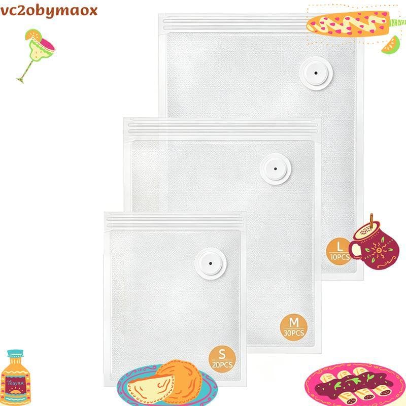 Sacos Seladores A Vácuo Para Alimentos 60 Peças (S + M + L) De Armazenamento De Com Zíper De Válvula De Ar vc2obymaox.br