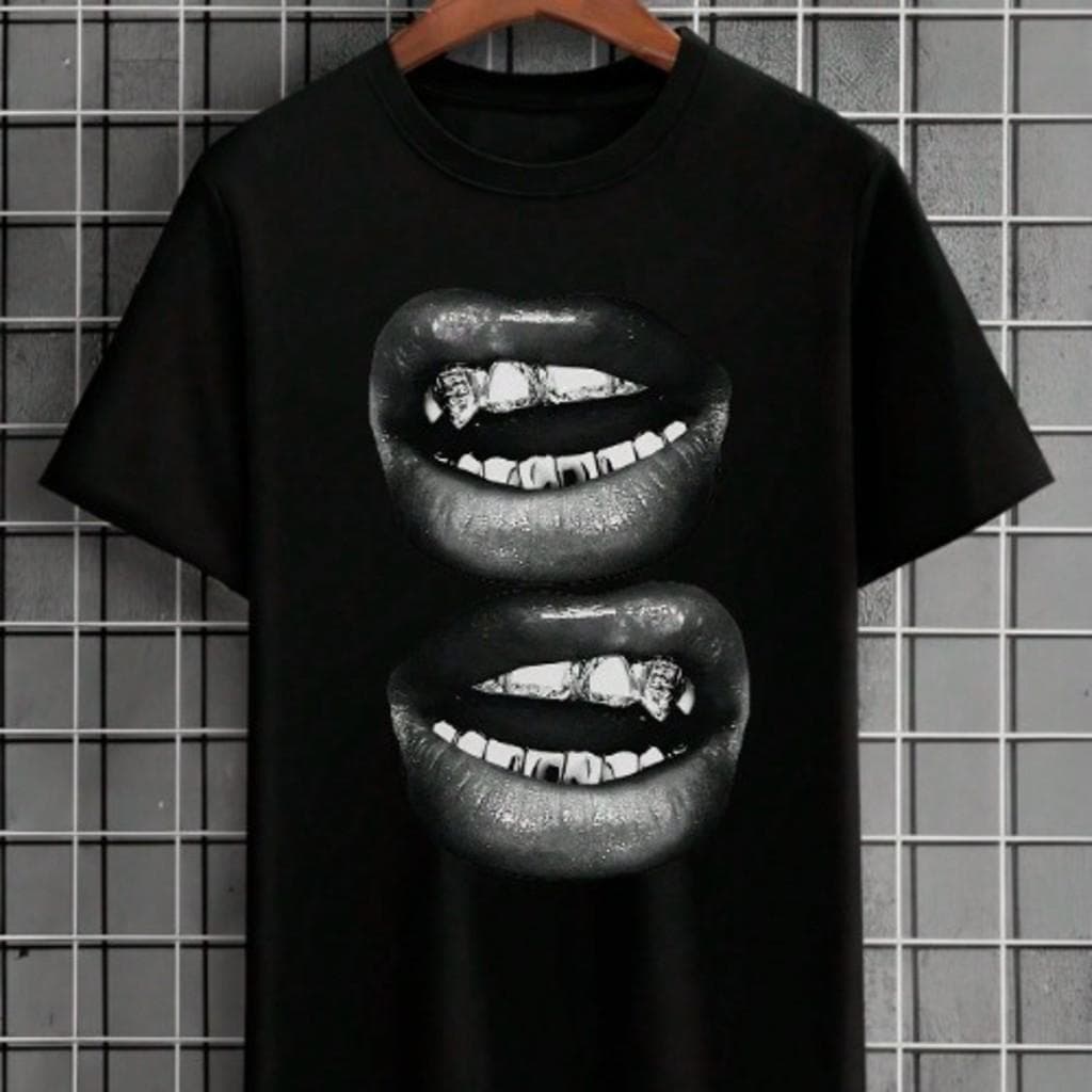 Camiseta Masculina Streetwear Bocas Algodão Unissex