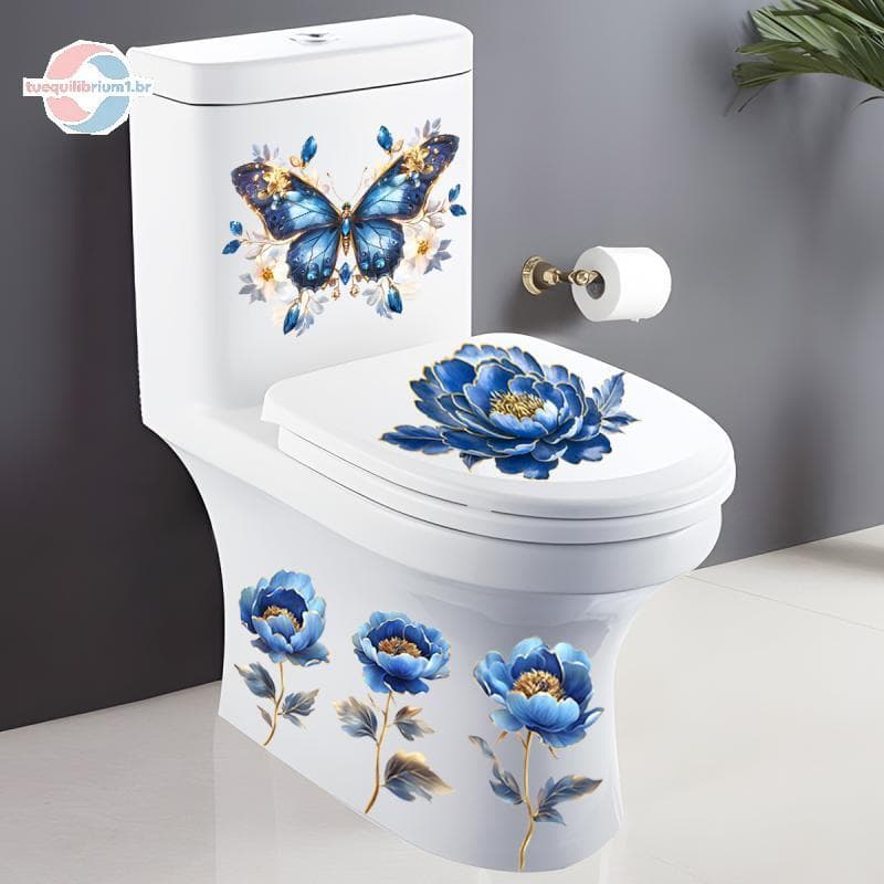 tue Impermeável Borboleta Parede Stiers Banheiro Stier Moderno Padrão De Flor Pinturas Autoadesivas Para Decoração De Vi