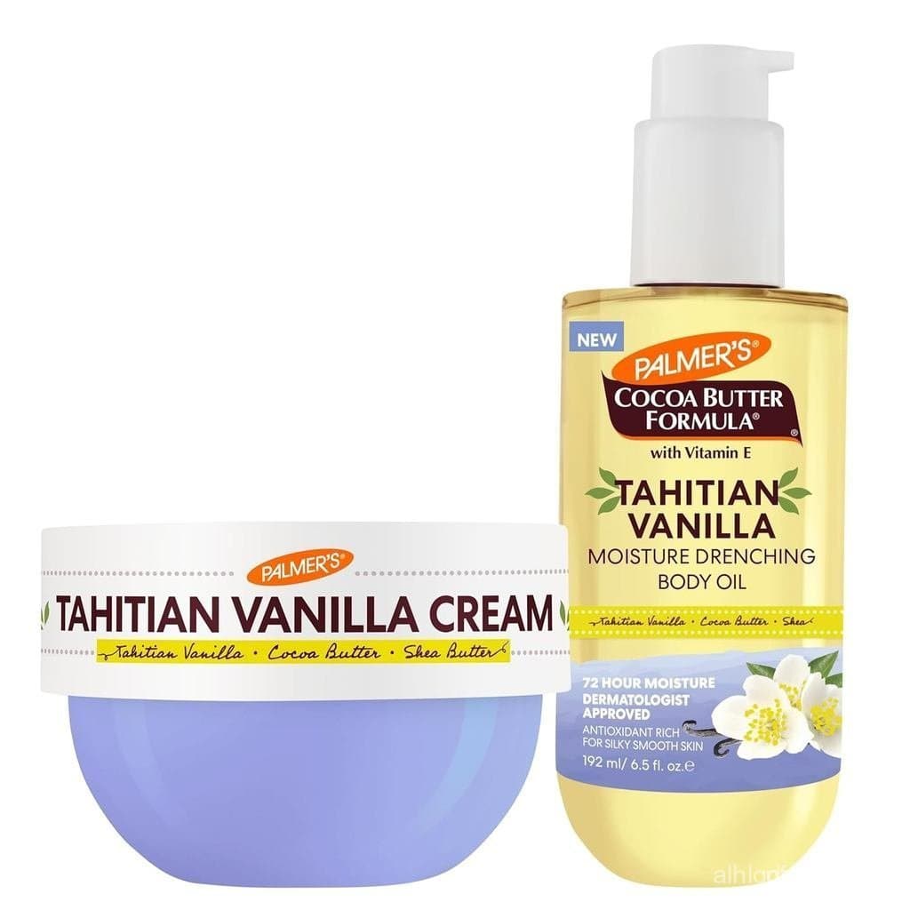 Palmer's Cocoa Butter Formula Glow & Hydrate Bundle, Creme Corporal Hidratante de Baunilha Tahitiana (8.8Oz) + Óleo Corp