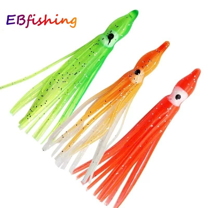 5 Pçs 5cm/9cm Saias De Lula De Pesca Iscas Brilhantes Polvo Luminosas Isca De Plástico Macio