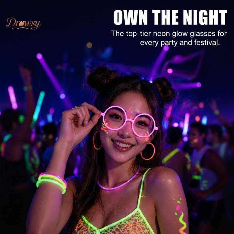 Drowsy Light Up Brilho No Escuro Óculos De Festa 5/10 Pçs Colorido Fluorescente Para Despedida De Solteira Chá De Panela