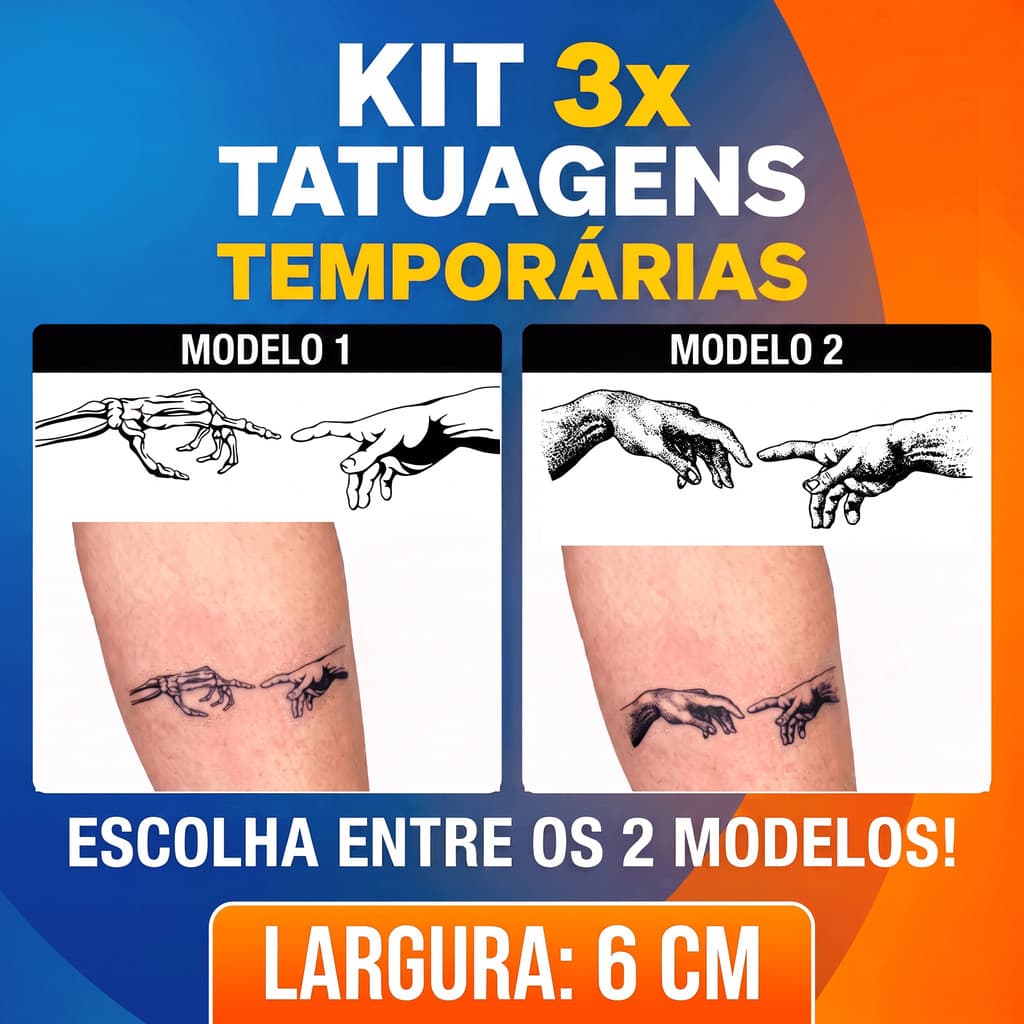Tatuagem Temporária Dedo de Adão Arte 6cm kit com 3 unidades Fake Tattoo