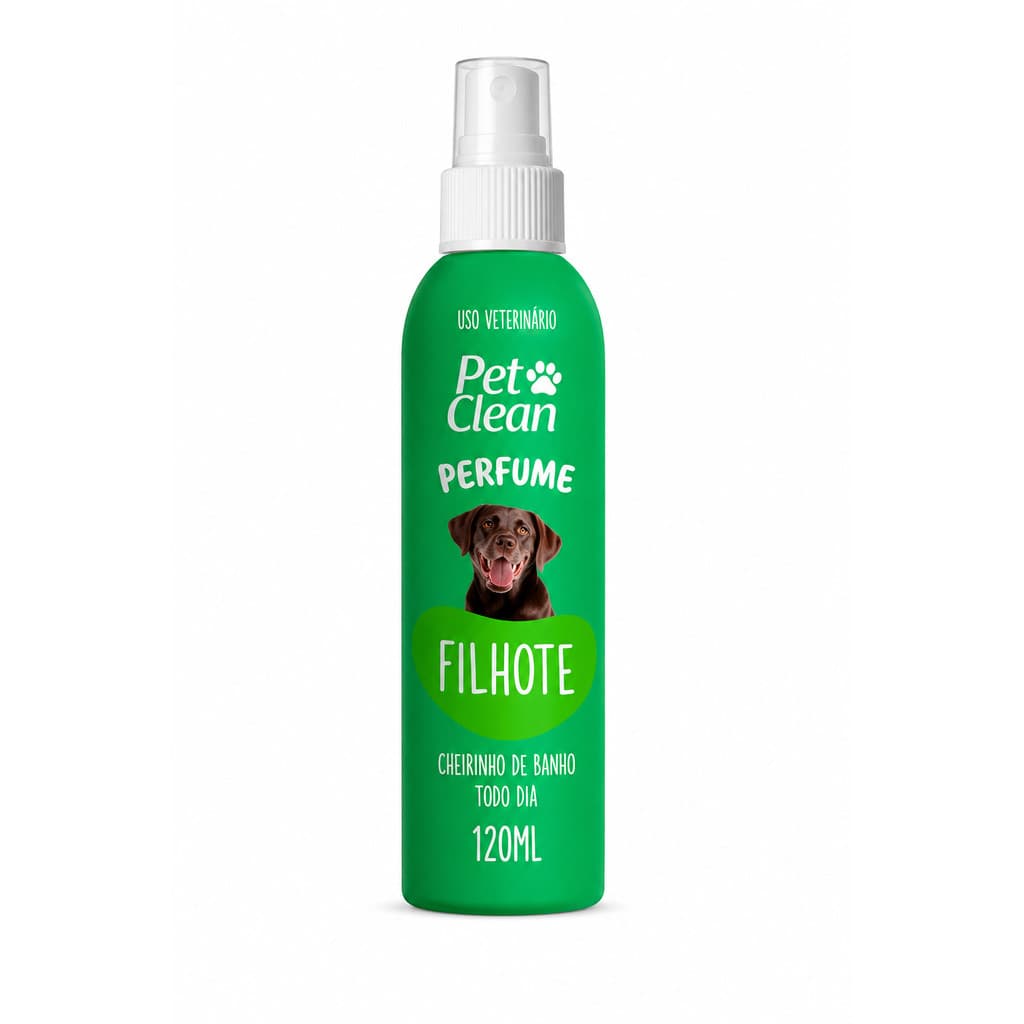 Perfume Colônia Pet Clean Filhotes para Cães e Gatos 120ml Banho e Tosa