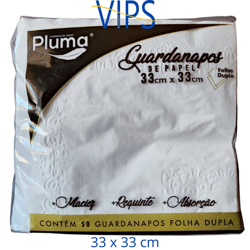 Kit Guardanapo 33x33 Folha Dupla com 250 Unidades Pluma