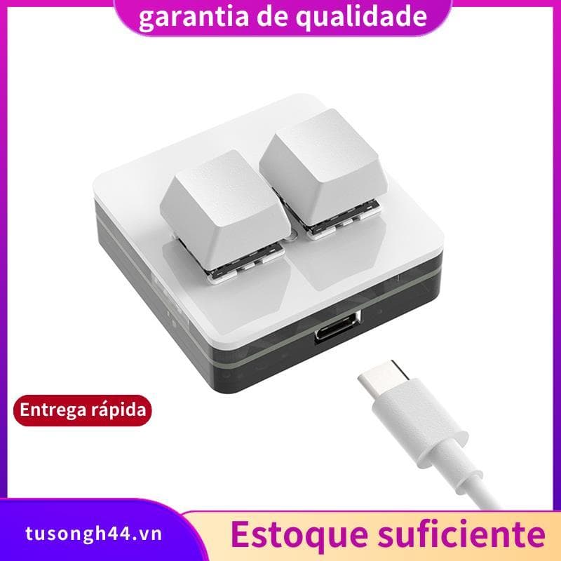 Mini Teclado Personalizado 2 Teclas RGB Macro OSU Mecânico Programável Para Jogos , Branco Tipo A jimarnoldbr