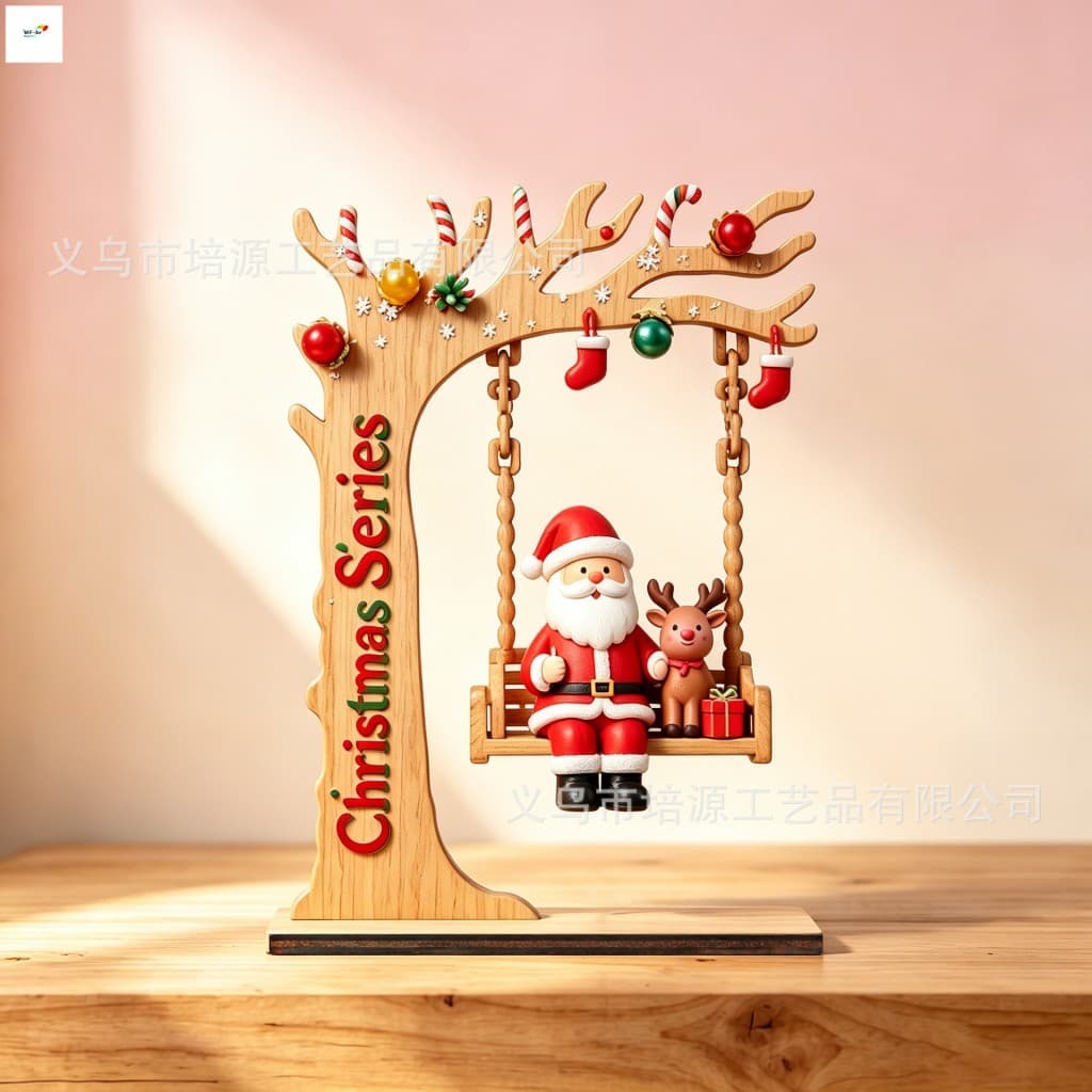 Enfeites De Natal Crescentes De Madeira-Decoração De Balanço De Papai Noel Para Mesa De Férias